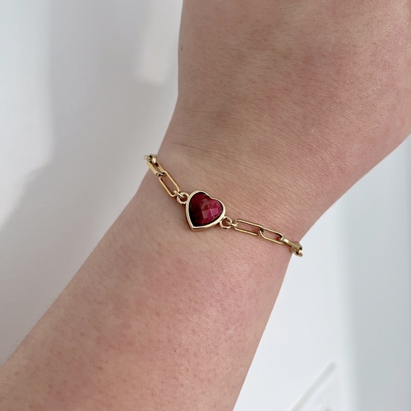 Bohemian Jewelry ✨ Red Tiger’s Eye Heart adjustable Bracelet - Picture 2 of 3